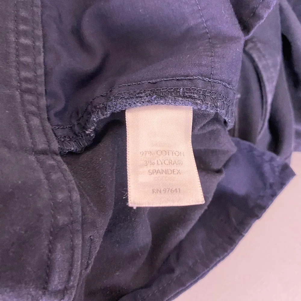 J.Jill Shorts Women's Size 16 Navy Blue Stretch Cotton Chino Cuffed Solid Casual